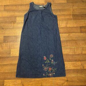 Vintage Studio Ease Denim Jumper Dress Size 16 Sleeveless 90s Cottagecore
